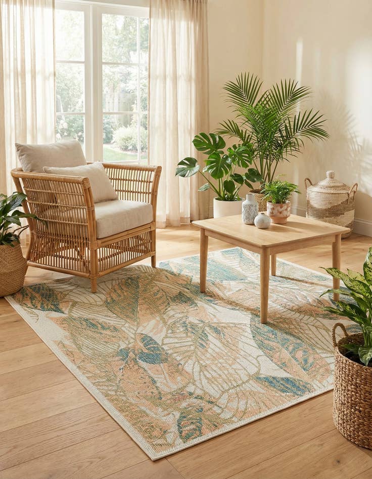 Detail image of 7' 10 x 7' 10  Washable Baja Indoor / Outdoor Square Rug