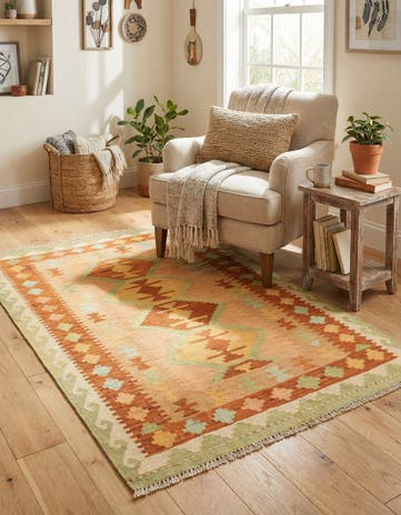 3' 2 x 5' Hand Woven Kilim Waziri Wool Rug
