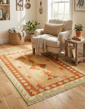 3' 2 x 5' Hand Woven Kilim Waziri Wool Rug