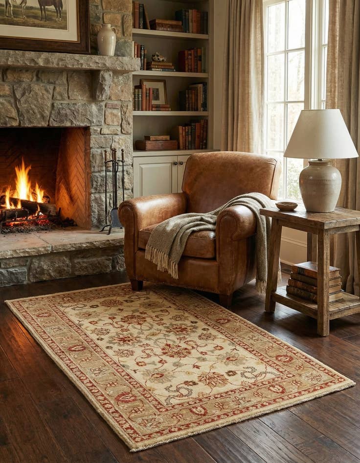 Detail image of 2' 11 x 4' 11  Hand Knotted Peshawar Ziegler Rug