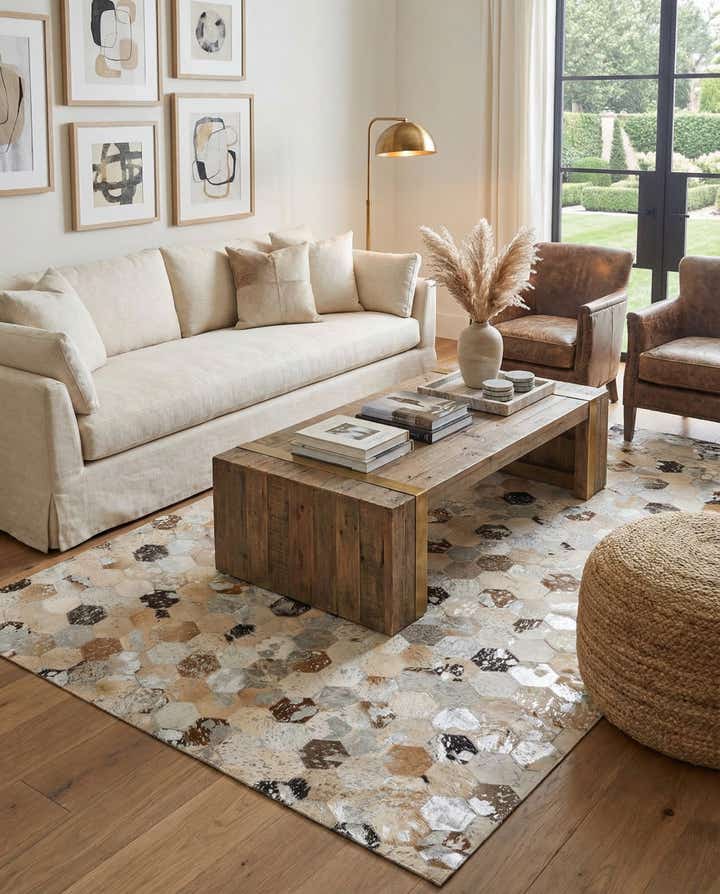 5' x 8' Cowhide Leather Rug