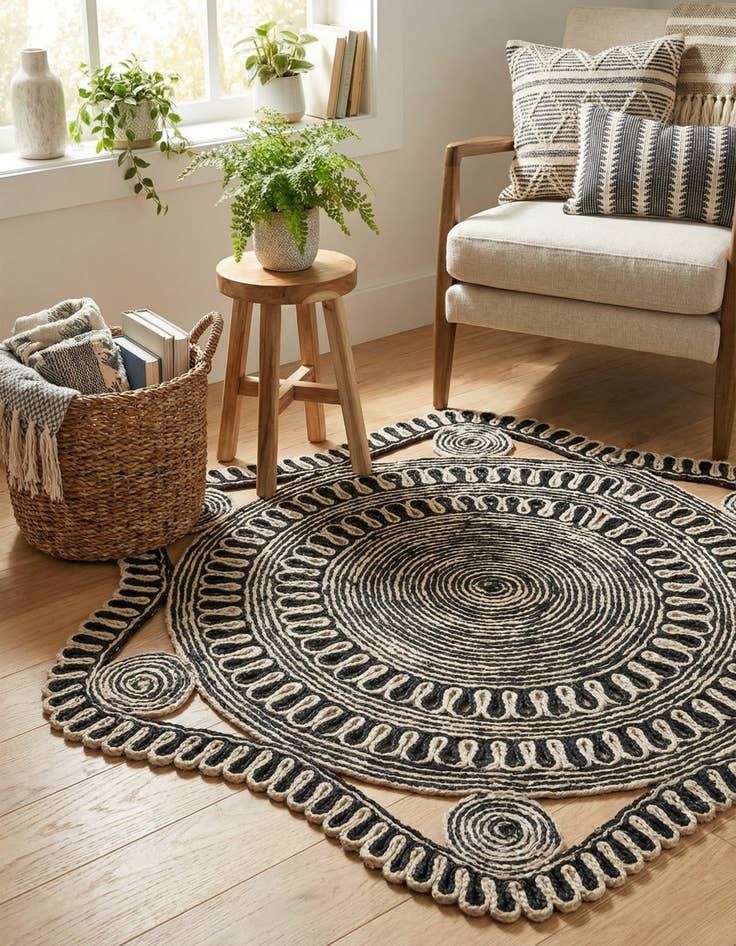 Detail image of 4' 1 x 4' 1  Hand Braided Jute Round Rug