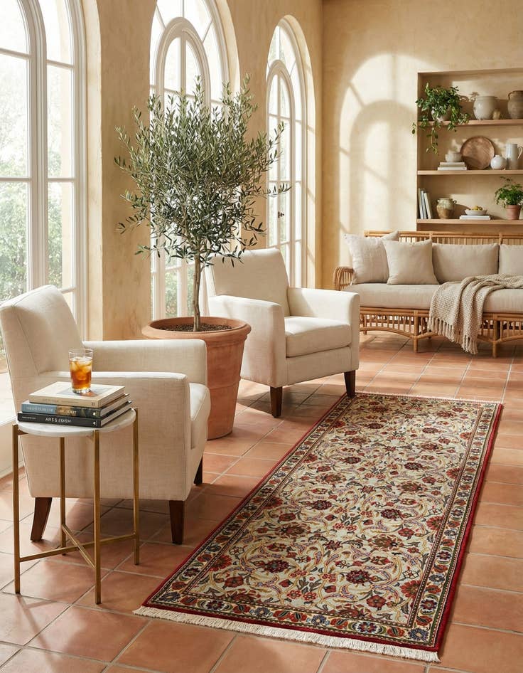 Detail image of 2' 7 x 6' 6  Hand Knotted Qom Persian Runner Rug