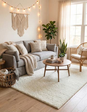 White Soft Solid Shag Rug