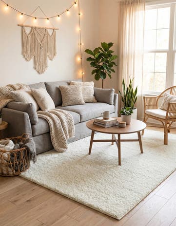 White Soft Solid Shag Rug