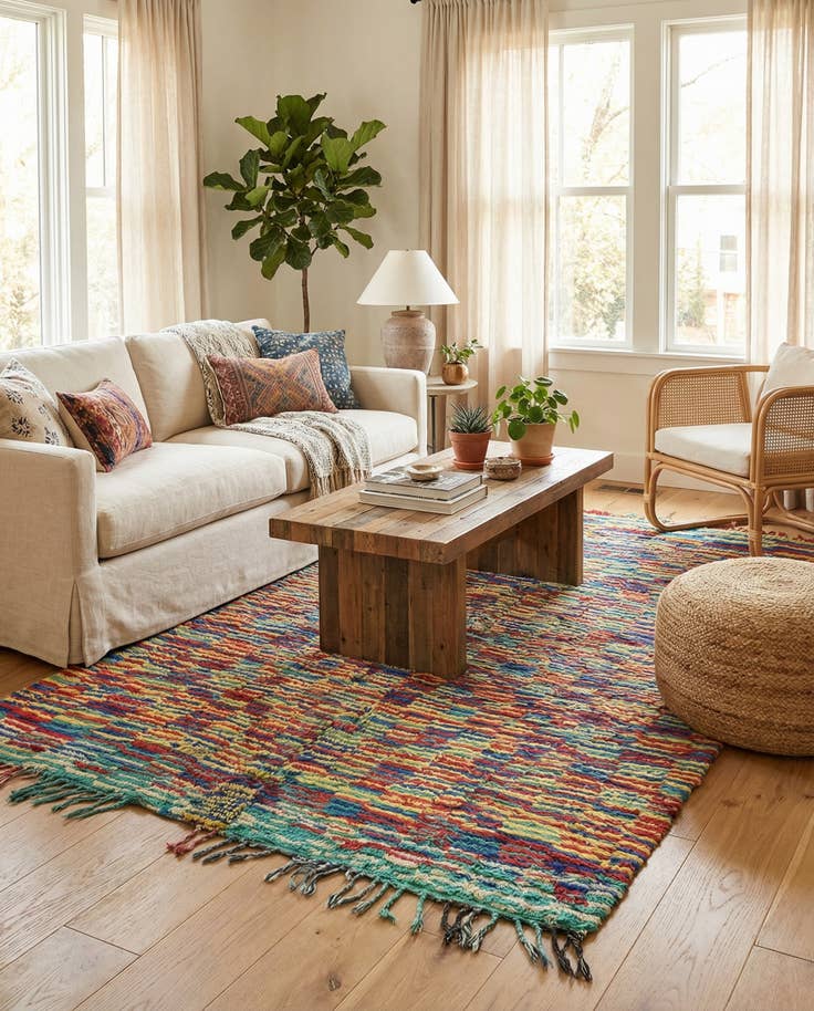 Detail image of 5' x 9' Hand Knotted Moroccan Wool Rug