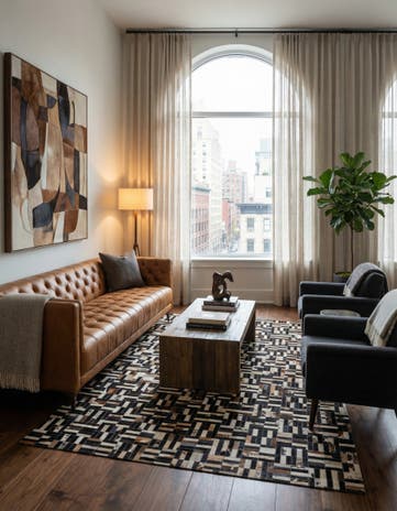 5' 1 x 8' Cowhide - Patchwork Rug