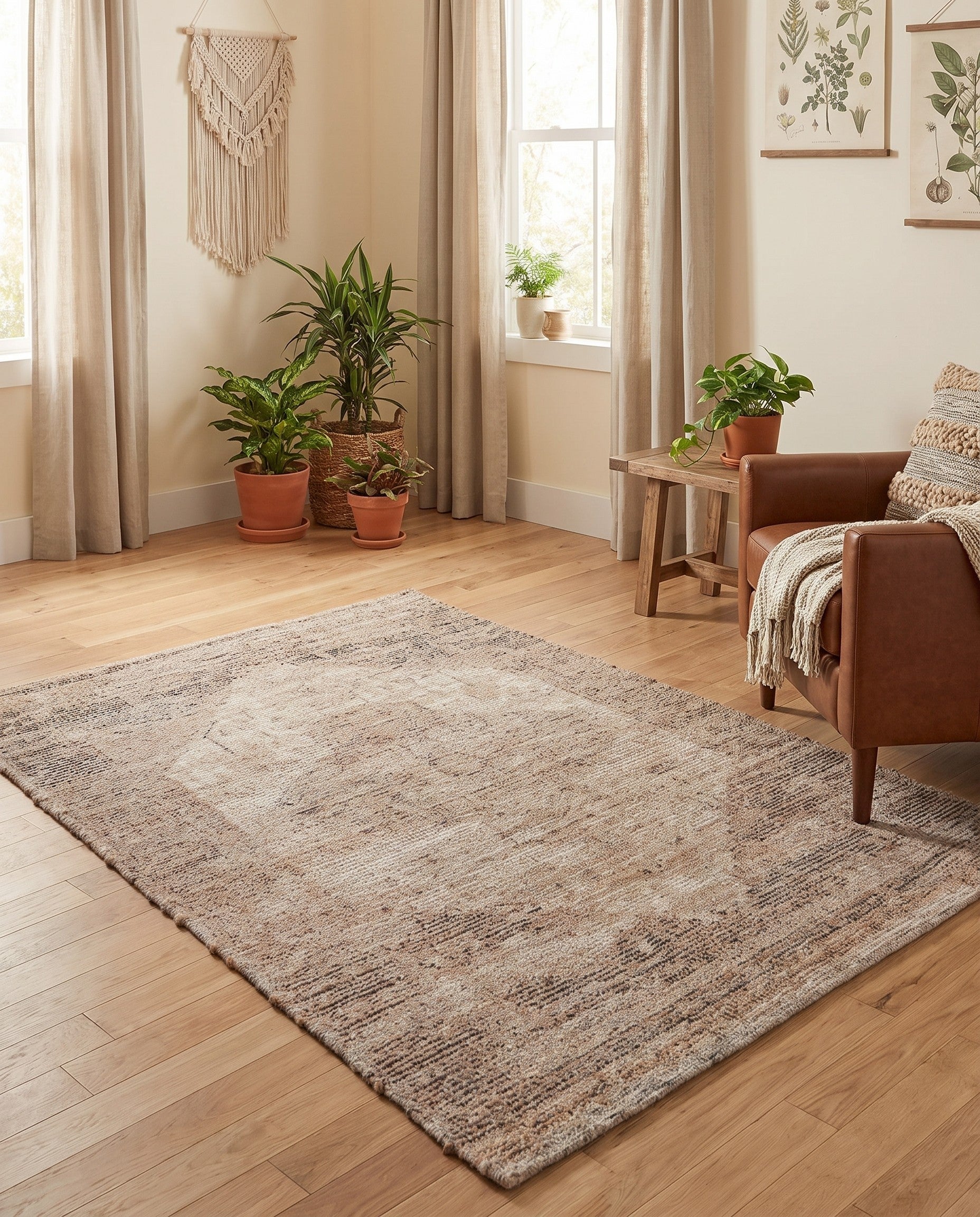 4' 1 x 6' 1 Hand Woven Chenille Jute Rug