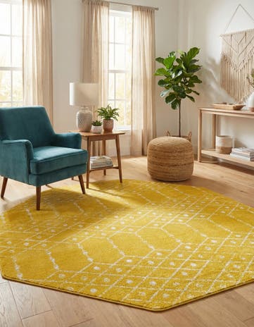 Yellow Paxon Trellis Octagon Rug