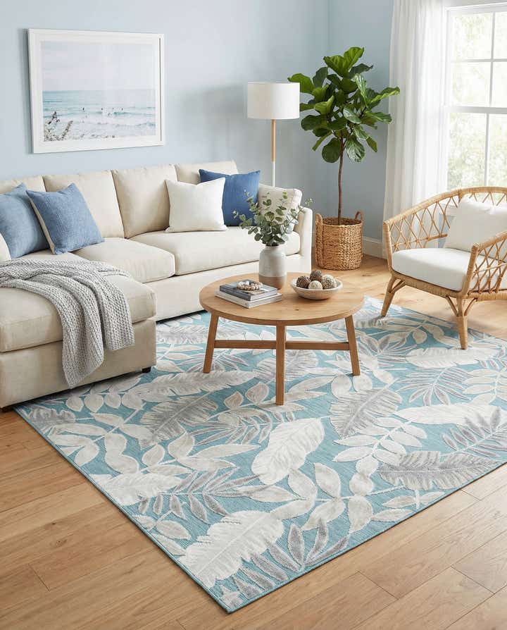 8' 2 x 8' 2 Easy-Clean Botanical Indoor / Outdoor Square Rug
