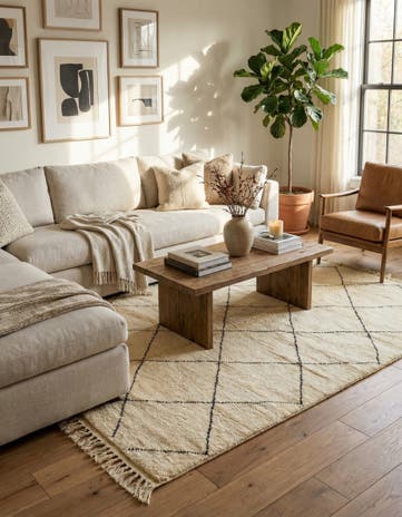 6' 7 x 9' 7 Hand Knotted Moroccan Wool Rug