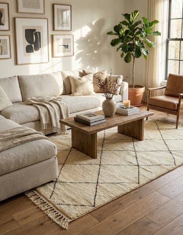 6' 7 x 9' 7 Hand Knotted Moroccan Wool Rug