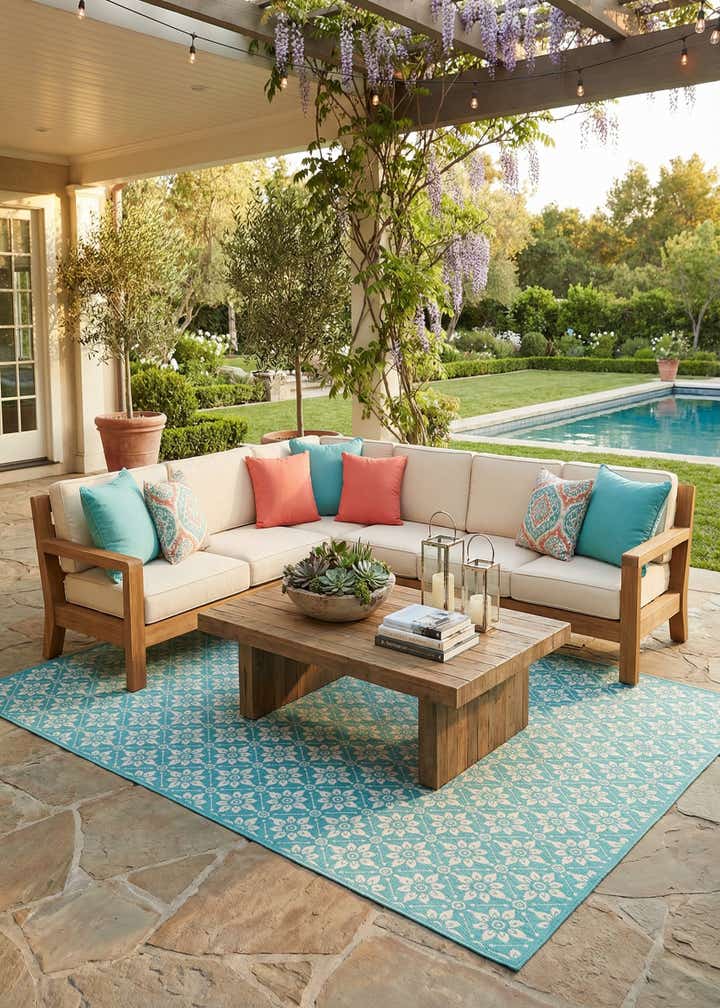 10' x 14' Easy-Clean Trellis Indoor / Outdoor Rug