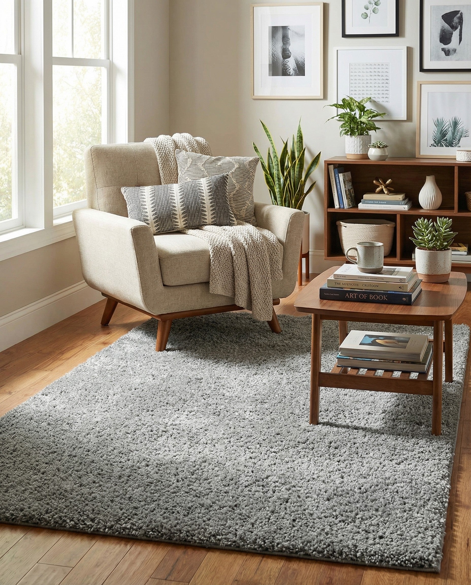  5' x 5' Soft Solid Shag Square Rug