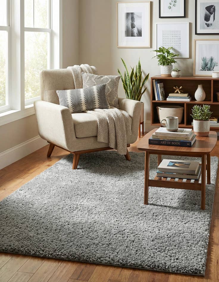 Detail image of  5' x 5' Soft Solid Shag Square Rug