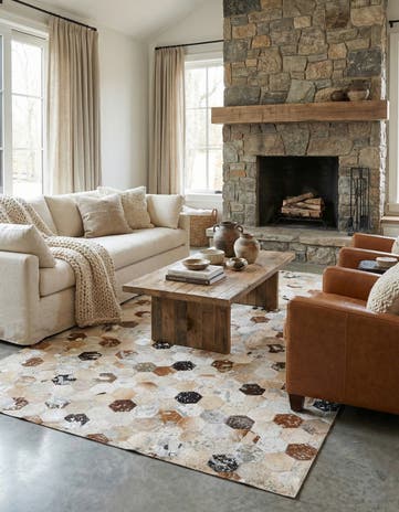 5' 1 x 7' 10 Cowhide Leather Rug