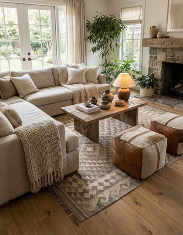 4' 1 x 6' 4 Hand Woven Kilim Maymana Wool Rug