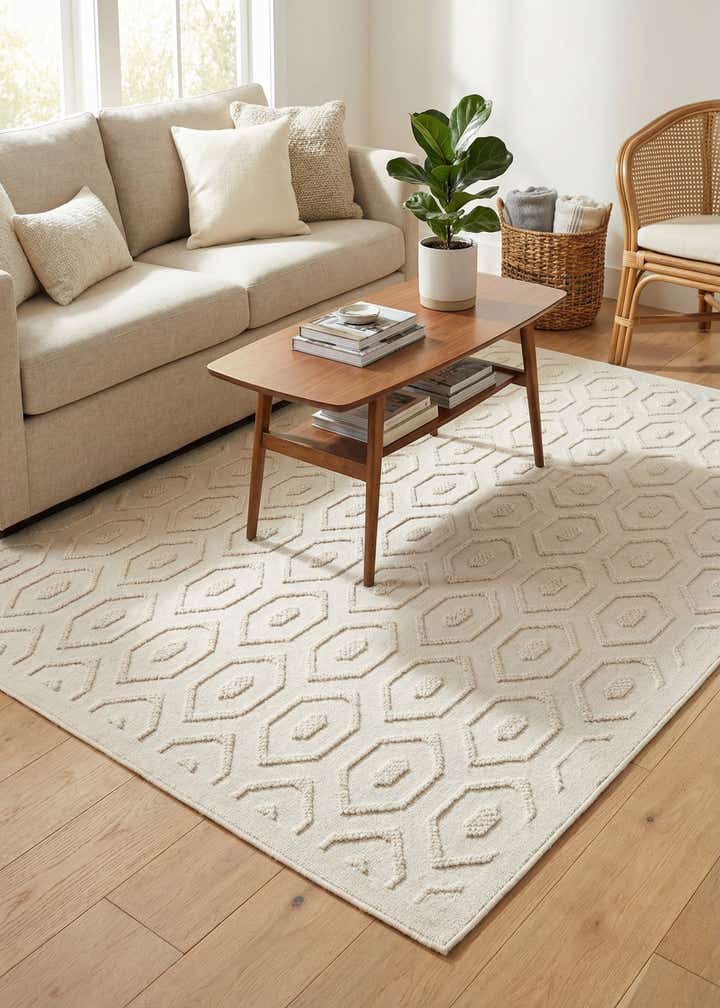 4' x 6' Easy-Clean Trellis Textured Indoor / Outdoor Rug