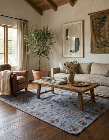 4' 10 x 6' 9 Hand Woven Kilim Suzani Wool Rug