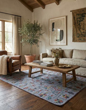 4' 10 x 6' 9 Hand Woven Kilim Suzani Wool Rug