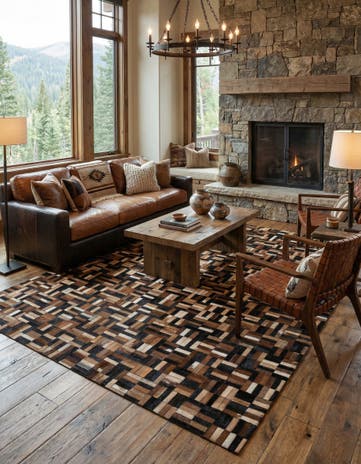 4' 11 x 7' 9 Cowhide - Patchwork Rug