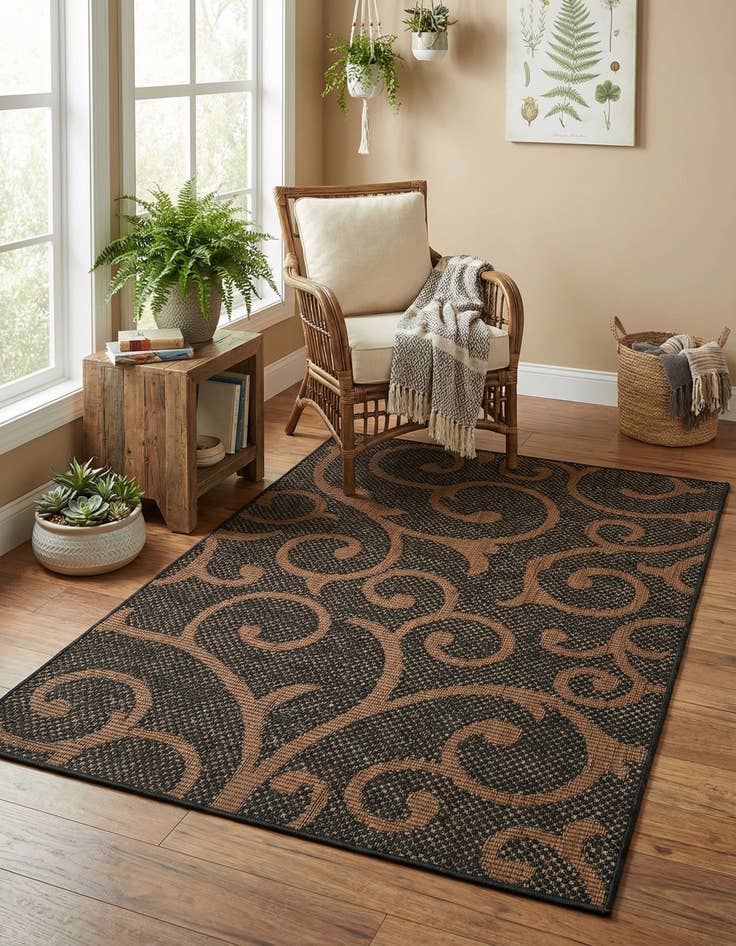 Detail image of 4' x 6'  Washable Botanical Indoor / Outdoor Rug