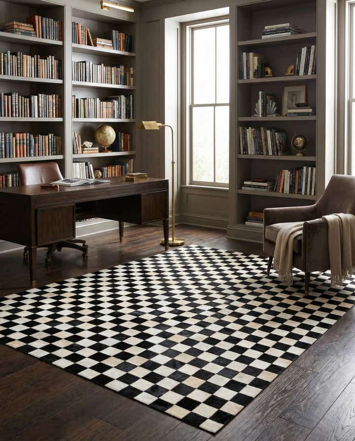 7' 11 x 9' 10 Cowhide Stocks Rug