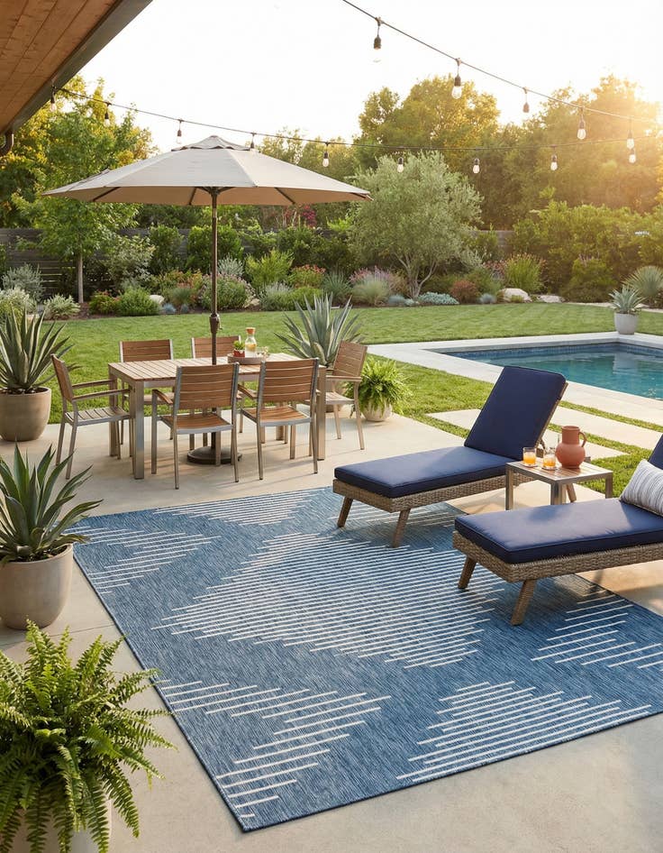 Detail image of  9' x 12'  Washable Modern Indoor / Outdoor Rug