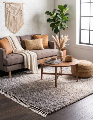 Gray Athena Shag Square Rug