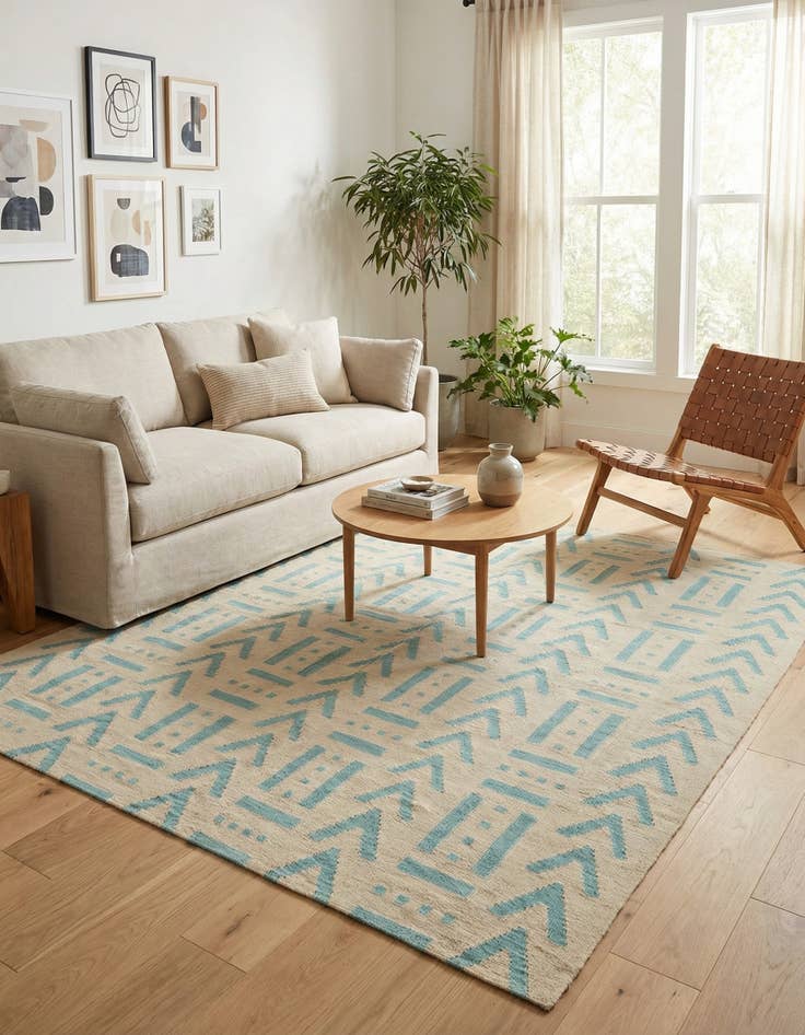 Detail image of 5' 2 x 6' 5  Hand Woven Kilim Modern Wool Rug