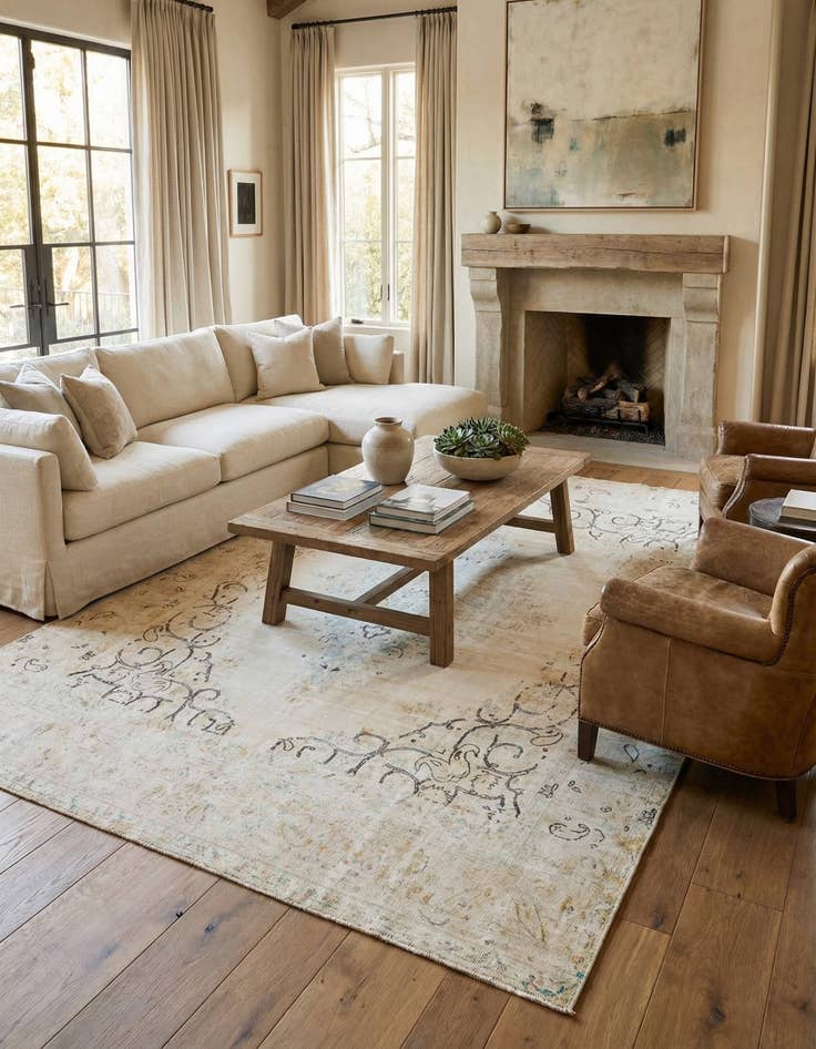 Detail image of  9' x 12' 10  Hand Knotted Ultra Vintage Persian Wool Rug