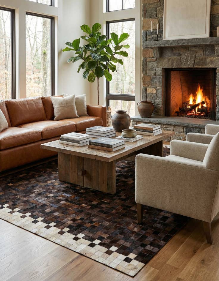 Detail image of 5' 1 x 7' 11 Cowhide Stocks Rug