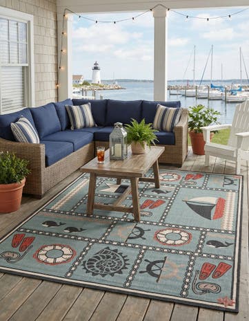 9' x 12' Easy-Clean Coastal Indoor / Outdoor Rug
