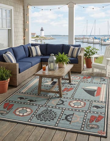 9' x 12' Easy-Clean Coastal Indoor / Outdoor Rug