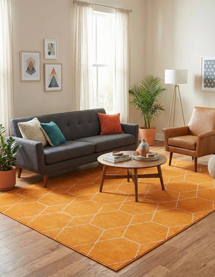 Detail image of  7' 10 x 11' Lattice Frieze Rug