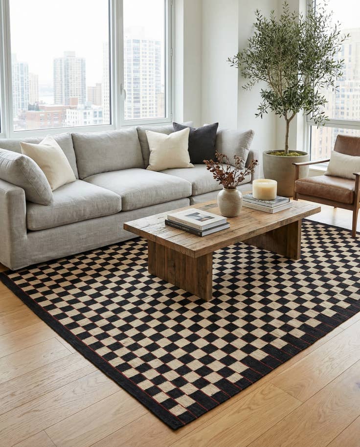 Detail image of 6' 9 x 9' 6 Hand Woven Kilim Modern Wool Rug