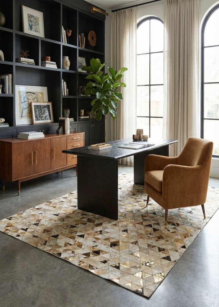 4' 10 x 7' 10 Cowhide Leather Rug