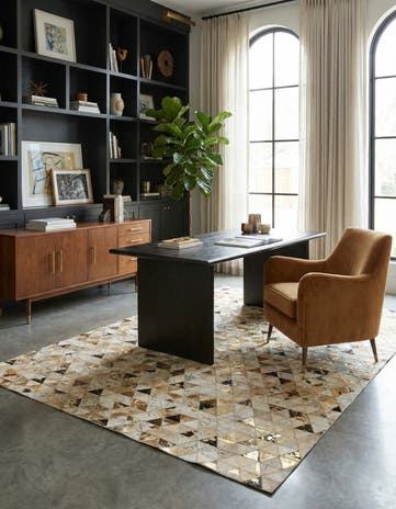 4' 10 x 7' 10 Cowhide Leather Rug