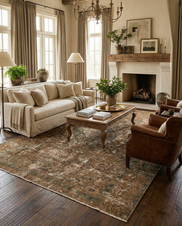 Detail image of 6' 8 x 12' 2 Hand Knotted Ultra Vintage Persian Wool Rug