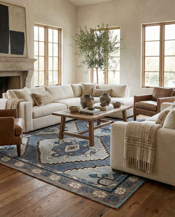 8' x 10' 5 Hand Knotted Moroccan Wool Rug