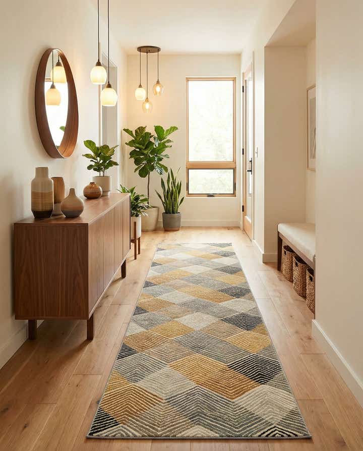 2' 7 x 12' Easy-Clean Modern Indoor / Outdoor Runner Rug