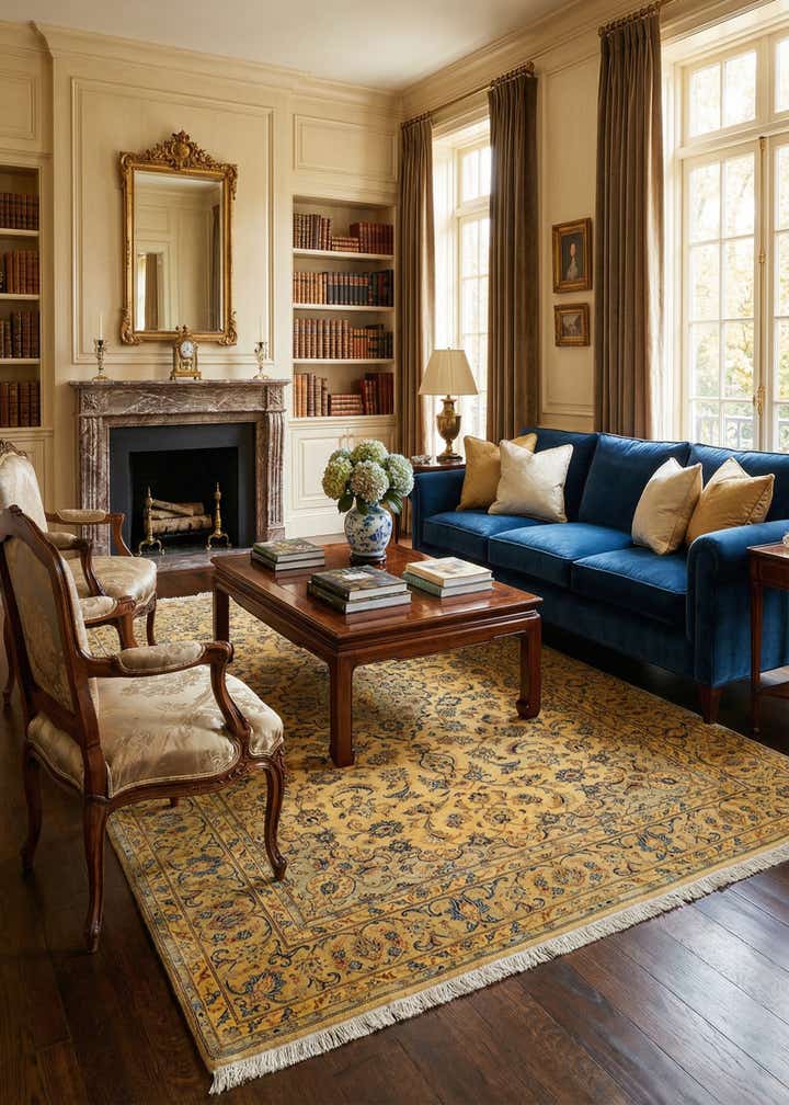 8' 2 x 11' 8 Hand Knotted Kashan Persian Wool Rug