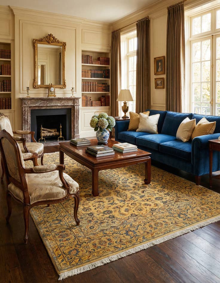 Detail image of 8' 2 x 11' 8  Hand Knotted Kashan Persian Wool Rug