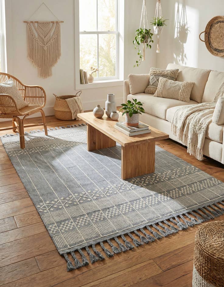 Detail image of  7' 10 x 10'  Washable Eco Bohemian Indoor / Outdoor Rug