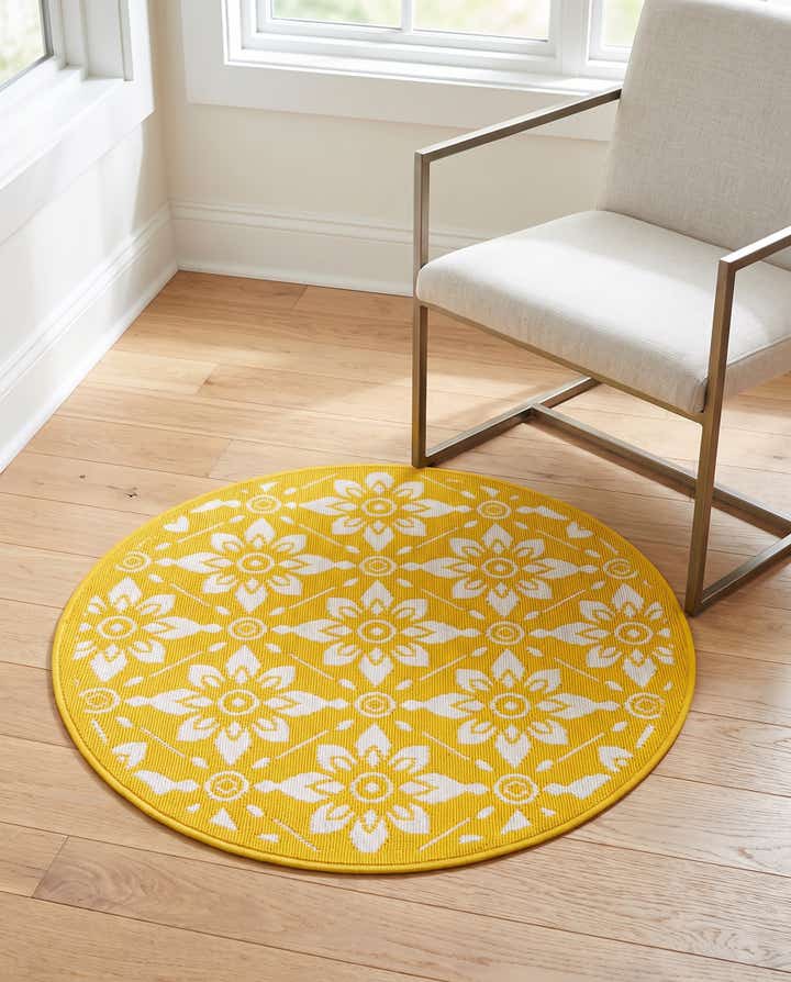 3' x 3' Easy-Clean Trellis Indoor / Outdoor Round Rug