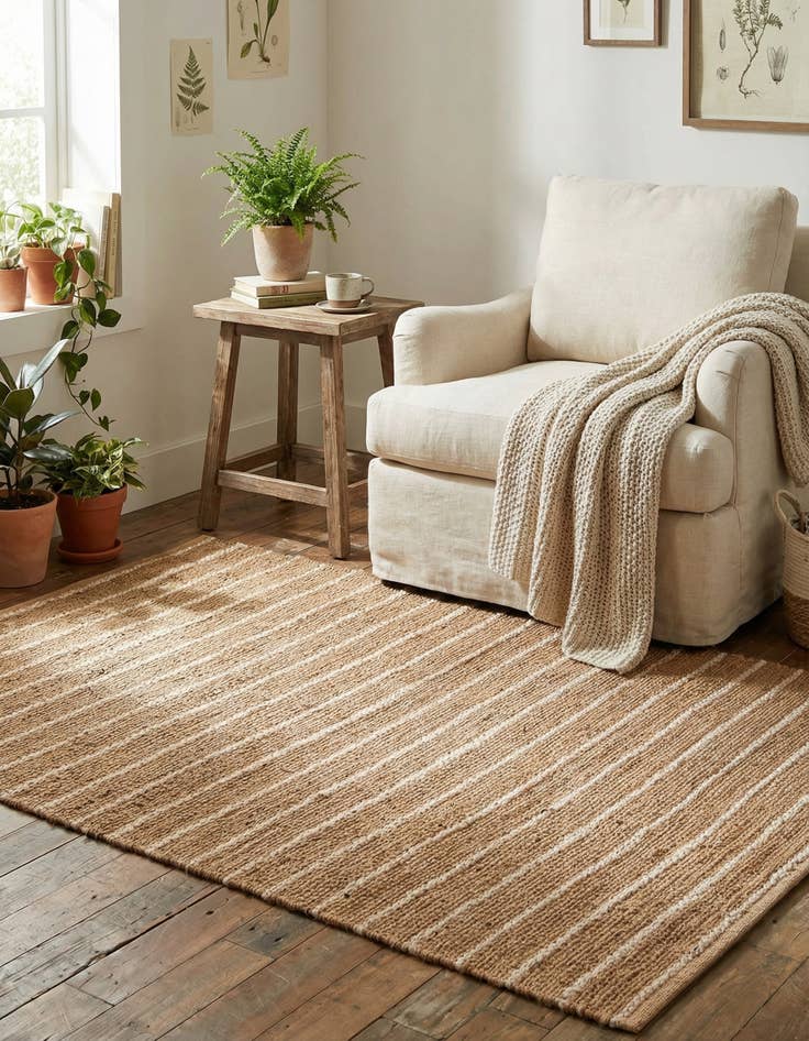 Detail image of 4' 1 x 6' 1  Hand Braided Laurel Handwoven Jute Rug