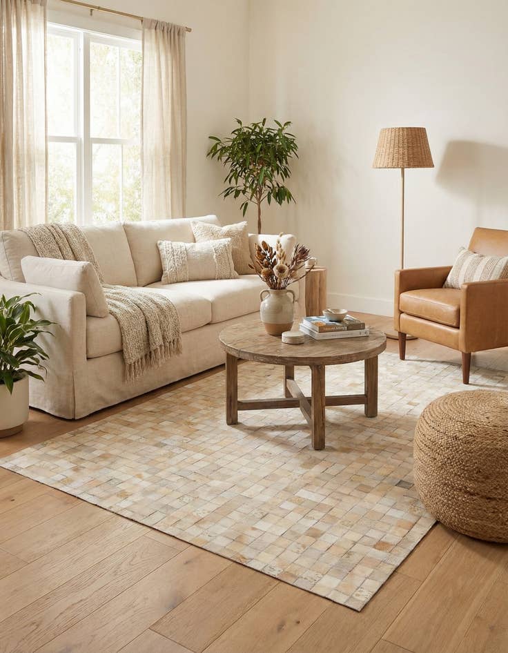 Detail image of 4' x 5' 7 Cowhide Stocks Rug