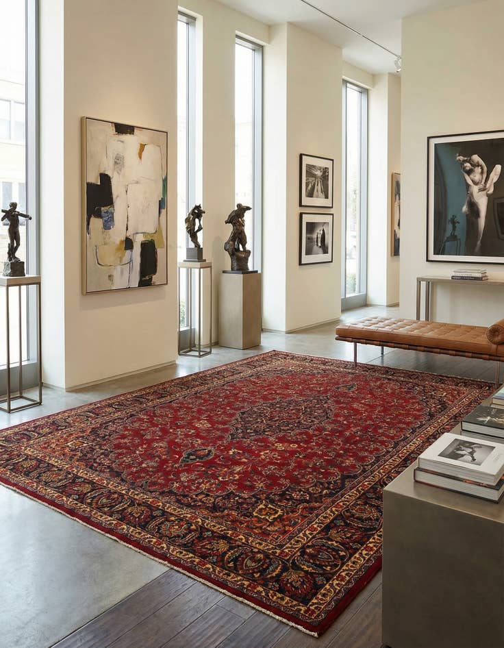 Detail image of 9' 6 x 12' 10 Mashad Wool Rug