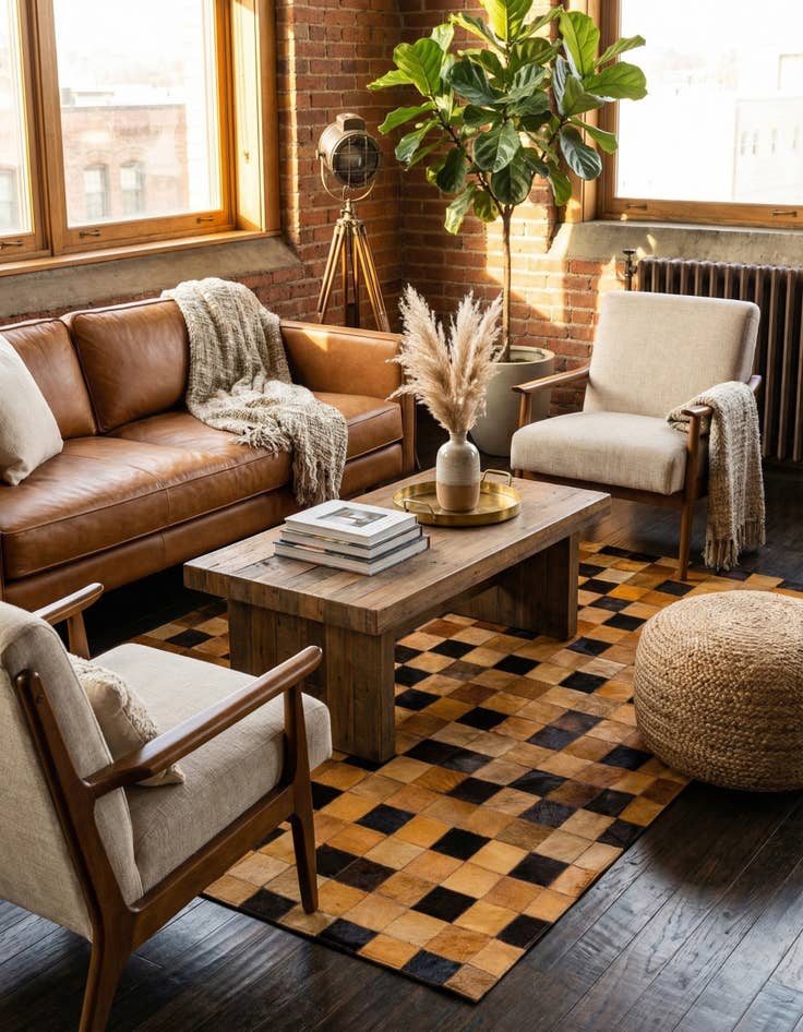 Detail image of 5' 1 x 7' 11 Cowhide Stocks Rug