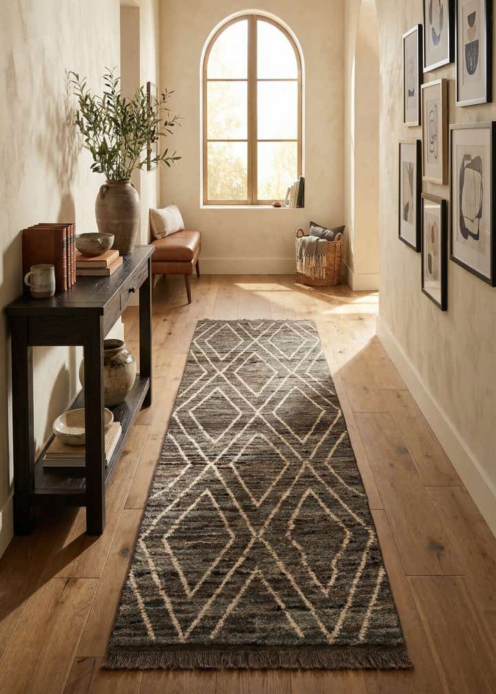 3' 1 x 9' 9 Hand Knotted Moroccan Wool Runner Rug